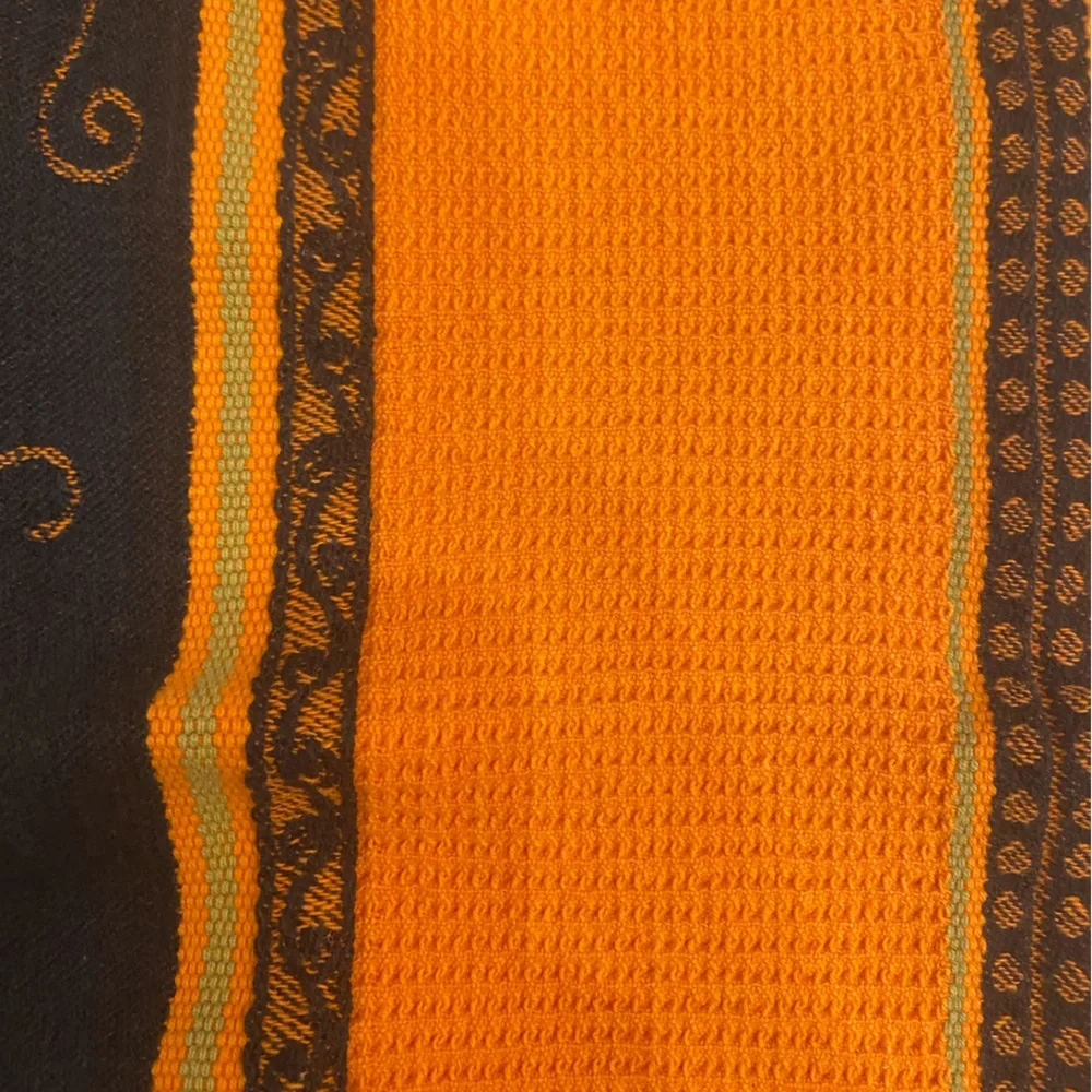 Bundle Pair of Halloween Jack O’Lantern Pumpkin Waffle Weave Hand Dish Towels